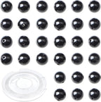 Natural Stone Beads Black Onyx Round Genuine Stone Beading Loose Gemstone Hole Size 1mm DIY Charm Smooth Beads for Bracelets Necklaces Earrings 6mm 200pcs (Black Onyx 6mm)