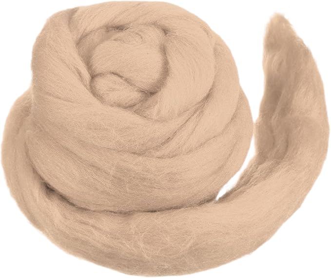 MECCANIXITY Wool Roving Yarn Soft Felting Wool 50g/1.76oz Pure Chunky Roving Yarn for Needle Felting Knitting Blanket Spinning Weaving Art DIY Craft Light Brown