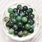 NCB 200pcs 6mm Green Moss Agate Loose Beads for Jewelry Making, Natural Semi Precious Beads Round Smooth Gemstones Spacer Beads Charms for Necklaces Bracelets (Green Moss Agate, 6mm 200Beads)