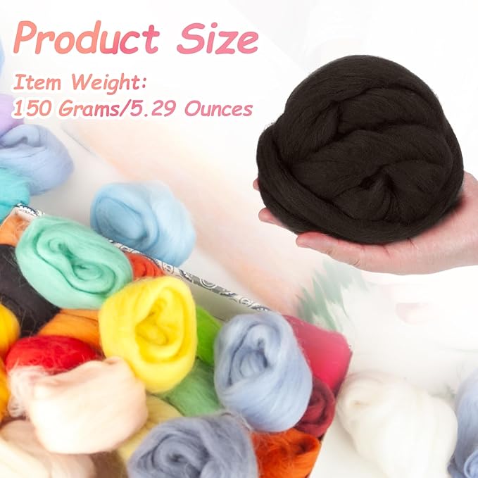 PATIKIL Wool Roving Yarn, 150G/5.3OZ Soft Felting Wool Pure Chunky Roving Yarn Bulk for Needle Felting Knitting Blanket Spinning Weaving DIY Craft, Dark Coffee