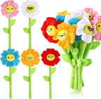 10 Pcs Plush Smile Flower Stuffed Bendable Stems Plush Bouquet Toy Soft Flower 12.6 Inch for Christmas 2025 Mother's Day Girl Girlfriend Wife(Elegant Style)
