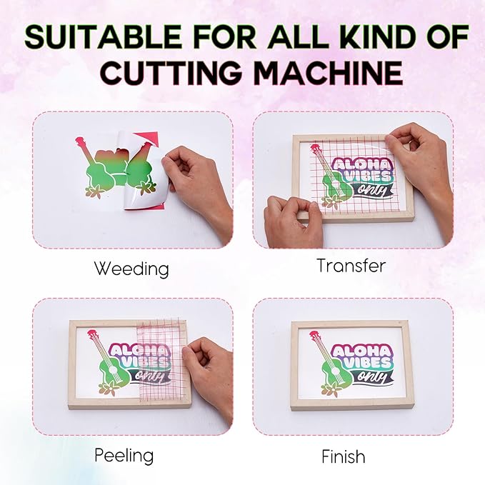 Tintnut Green Pink Permanent Vinyl - 8 Sheets 12"x10"Gradient Adhesive Self Sticker, Ombre Glossy Self Sticker Wtaer proofingVinyl Compatible with Cricut Or Silhouette