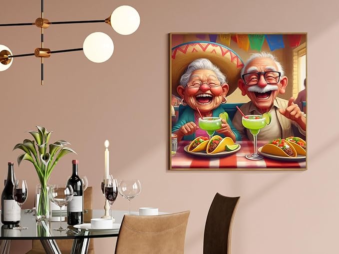 Old Couple Diamond Painting Kits for Adults, 5D Diamond Art Painting by Numbers Kits, DIY Couple Diamond Dots Art Kits, Full Round Drill Diamond Art Kits for Adults for Home Wall Decor, 14x14 inch