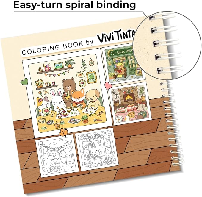 Fuzzy Hygge Coloring Book with 2 Sets of Miniature Sticker Scenes for Adults & Teens (Fuzzy Hygge)