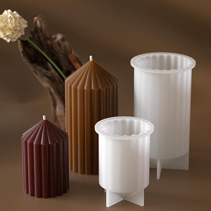 2 Pack Stripe Cylinder Pillar Spiral Candle Resin Mold - Resin Casting Silicone Molds for Home Decor & Candle Making Wave Spiral Mold