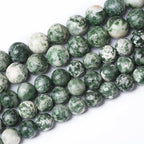 36pcs 10mm Natural Green Spot Stone Stone Beads for Jewelry Making Loose Spacer Round Beads DIY Bracelets Necklaces 15" (10mm, Green Spot Stone)