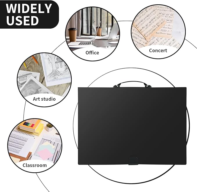 JJRING 16x22 Art Portfolio Folder for Diamond Painting, 40-Pocket Portfolio Binder Featuring Clear Plastic Sleeves, Display Book with Handle for Artwork and Document Storage, Black