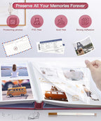 Popotop Photo Album Self Adhesive Scrapbook Album for 4x6 5x7 8x10 Pictures DIY Photo Book as Scrapbooking Supplies Kits, Birthday Gifts for Women Mom Wedding Baby Family Travel