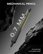 0.7mm Mechanical Pencil with Metal Gift Case, 1PCS Metal Mechanical Pencil with 120Pcs HB Lead Refills,4B Erasers and 9PCS Eraser Refills, for Writing Drafting Drawing and Sketching(Gold)