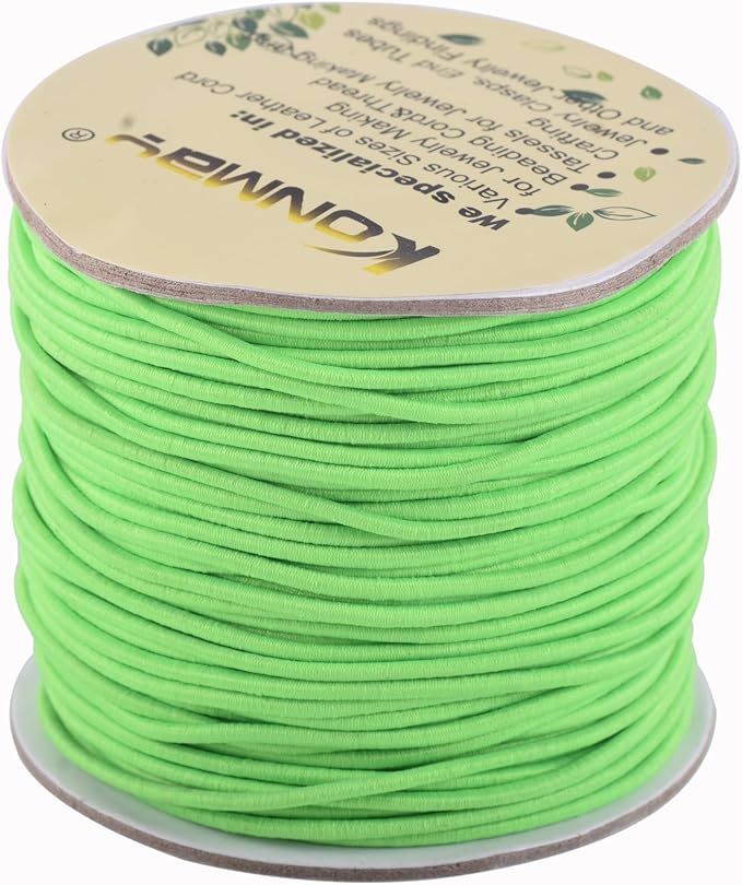 KONMAY 1.0mm Elastic Beading String, 100 Yards Neon Green Elastic Stretchy Cord for Jewelry Making, Necklace and Crafting