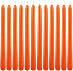 10 Inch Orange Slender Taper Candles Set - 12 Pcs Dripless, Smokeless with Cotton Wick, Ideal for Halloween,Thanksgiving,Dinner, Weddings & Home Decor.
