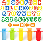 Dough Extruder Set for Kids + Dough Alphabet & Numbers Cutter Set - (46 pcs) - Educational Clay Tools for Learning, Counting, and Crafting – Strong and Durable