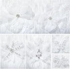 6 Pieces 3D Flower Lace Embroidery Butterflies Appliques Pearl Patches for Repairing and Decorating, Sewing Craft Clothing Jeans Jackets Bags (White)