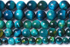 8mm 45PCS Peacock Blue Tiger Eye Stone Beads Natural Crystal Spacer Loose Beads for Jewelry Making DIY Bracelet Semi Precious 1 Strand 15 inches