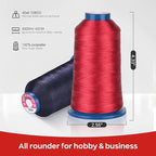 Richword Selected Red Embroidery Thread 4000M(4374Y) 40WT Polyester Thread 100 Colors Selected for Commercial Multi Needles and Single Needle Embroidery Machine 1181