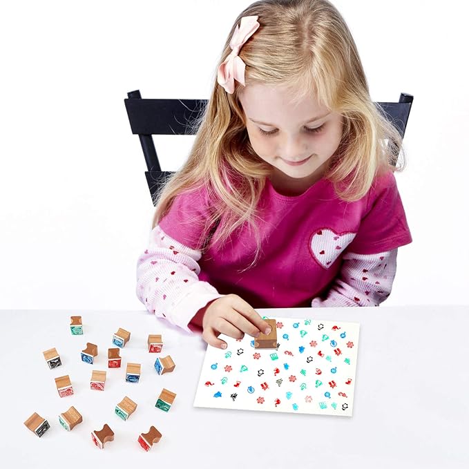 HOWAF Wooden Christmas Stamps for Kids Crafting, Card Making, Painting, Scrapbooks, Party Bag Fillers, Favor Decoration Supplies