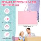 Abbylike 48 x 36 Inch Art Portfolio Bag Large Size Art Supply Bag with Nylon Shoulder Waterproof Poster Board Painting Drawing Sketch Storage Carrying Case for Christmas Artwork Gift(Pink,1 Pcs)