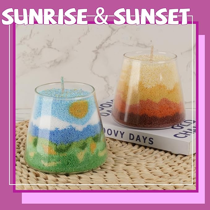 Pearled Candle Sand Wax Making Kit Refillable Pearled Wax with 1lb White and 700g 7 Colors 50 Wicks Scented Candle Supplies for Halloween, Christmas, Wedding, Home Decor