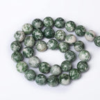 36pcs 10mm Natural Green Spot Stone Stone Beads for Jewelry Making Loose Spacer Round Beads DIY Bracelets Necklaces 15" (10mm, Green Spot Stone)