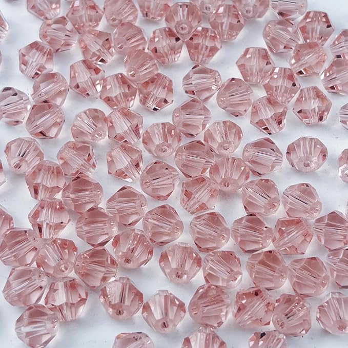 200pcs 6mm Bicone Glass Crystal Beads for Jewelry Making, Faceted Bicone Glass Spacer Beads for Bracelet Earring Necklace DIY Craft(Pink)