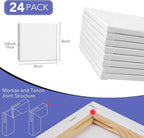 Stretched Canvases for Painting, 8x8, Pack of 24, Primed Acid-Free, 5/8 Inch Thick Wood Frame Blank Canvas, Art Canvases for Beginners, Artists for Oil Paint,Acrylic Paint, Pouring Painting.