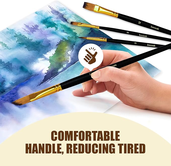 15-Piece Paint Brush Set, Professional Artist Paint Brushes for Kids and Adults - Perfect for Canvas, Fabric, Watercolor, Oil or Acrylic Painting - Ideal for Beginners & Professionals