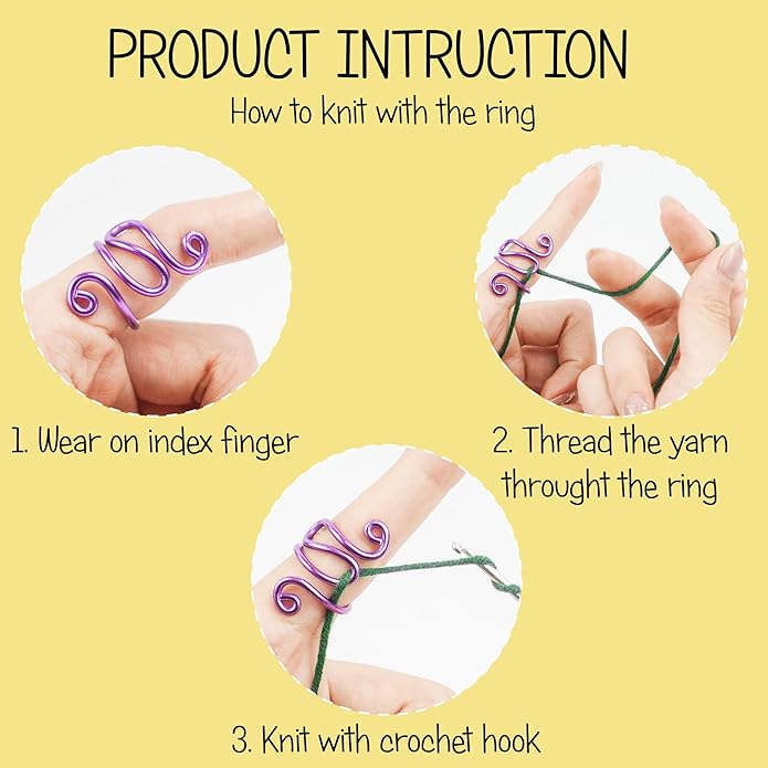 Handmade Crochet Tension Ring, Lefties & Righties Yarn Tension Control, Adjustable Hook Ring, Companion Ring Yarn Regulator, Gift for Crocheters Knitters