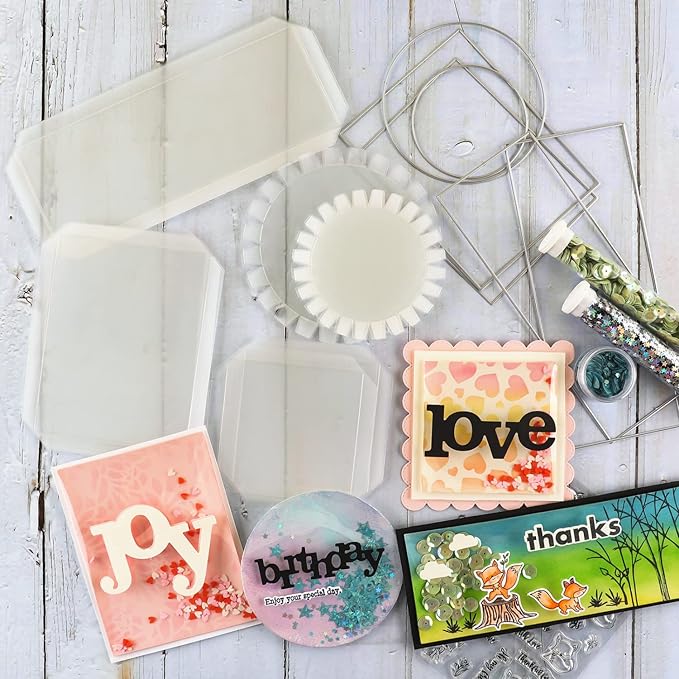 10 Pack Flat Shaker Covers for Card Making - 3inch Round Clear Plastic Transparent Shaker Creator Acetate Sheets for Arts & Crafts Projects DIY Scrapbooking Supplies