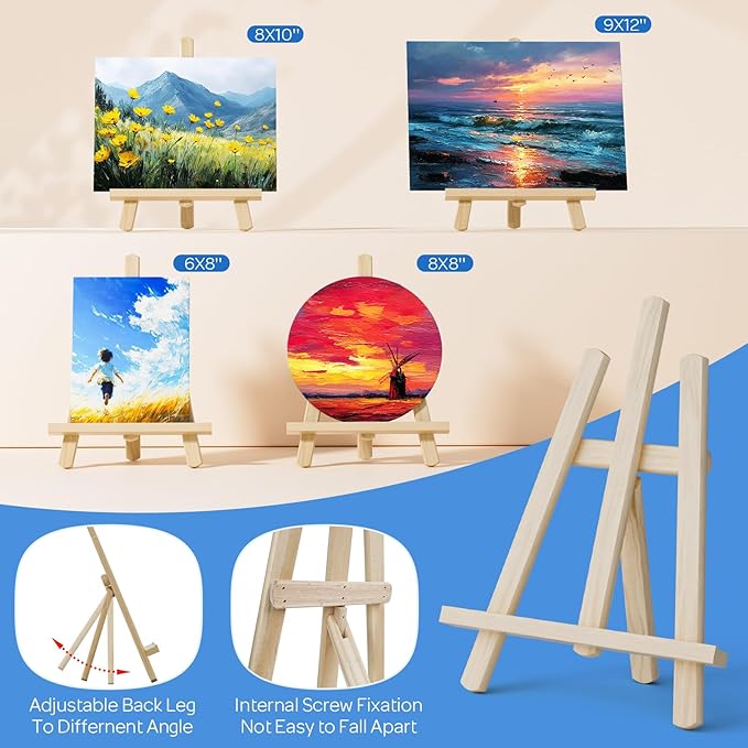 Nicpro Acrylic Paint Canvas Set for Adults, 46PCS Art Painting Supplies Kit with 24 Acrylic Paints(36ML), Table Wood Easel, 5 Canvas Panels, 12 Brushes, Paper Pad, Palette for Artist Beginner Students