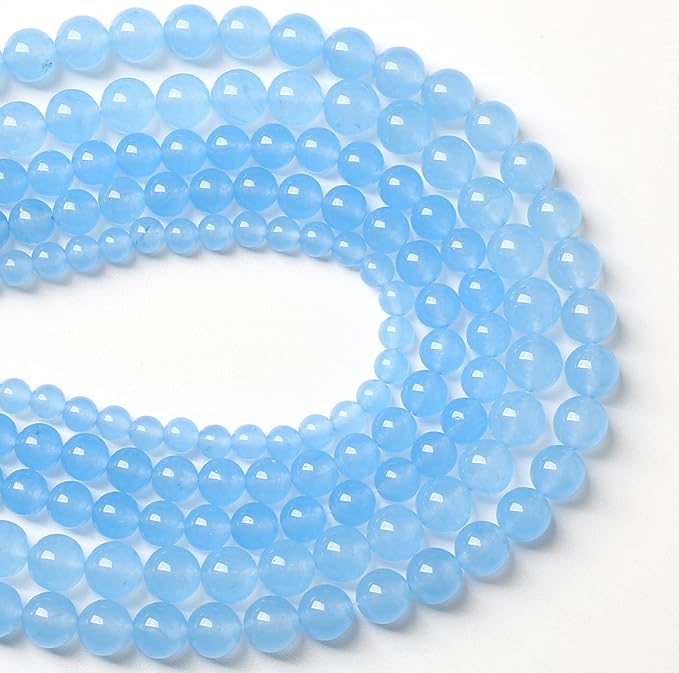 8MM 46PCS Blue Aquamarine Chalcedony Spacer Loose Beads for Jewelry Making DIY Bracelet Necklace
