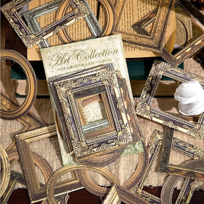 180Pcs Vintage Scrapbook Frame Paper for Scrapbooking Junk Journal Collage Diary Embellishment DIY Photo Album DIY Craft Decoration, 60 Patterns (SET OF 6)