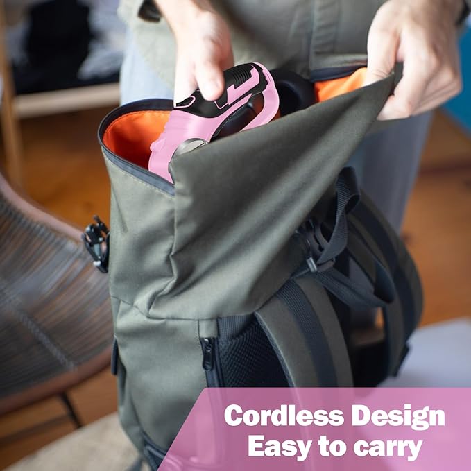 Cordless Electric Scissors, 4V Box Cutter & Cardboard Cutter with Upgrade Blade, LED Light, Safety Lock - Rechargeable Rotary Cutter for Fabric, Leather, Plastic, Crafting, Sewing, Industrial (Pink)