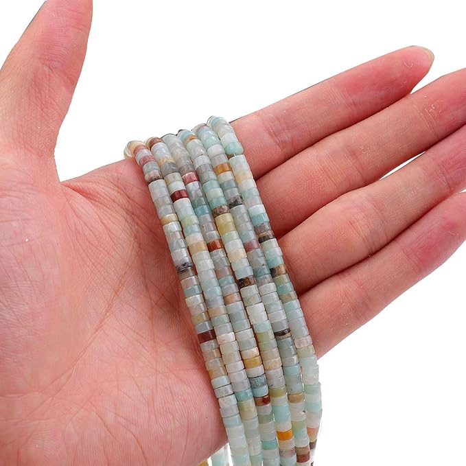 Natural Amazonite Spacer Beads Caps Loose Semi Gemstone for Beading Jewelry Making 4mmx2mm 38cm