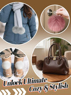 5in Large Fluffy Pom Poms Crochet Accessories - 10pcs Faux Fur Pompom Balls Knitting Accessories for Hats, Beanies, Shoes, Scarves, Gloves, Bags, Keychains Charms (Black/Brown/Grey/Pink)