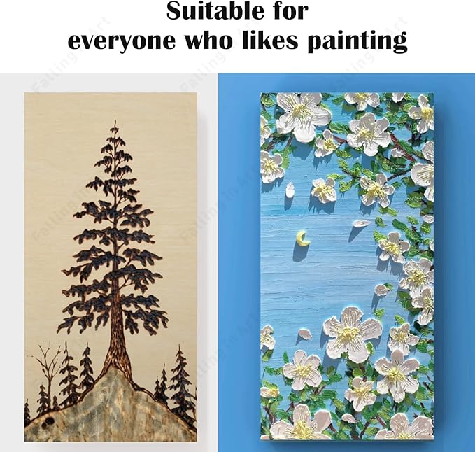 Falling in Art Unfinished Birch Wood Panels Kit for Painting, Wooden Canvas 4 Pack of 6x12’’ Studio 3/4’’ Deep, Cradle Boards for Pouring, Art, Crafts, Burning and More