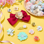 35Pcs Sequin Flower Patches Plastic Mixed Color Sequin Beaded Flower Patches Rhinestone Pearl Mix Applique Sew on Cloth Applique DIY Garment Accessory Cloth Headband Decor