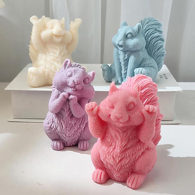 Squirrel Candle Mold - Resin Casting Silicone Molds for Home Decor & Candle Making Wave Spiral Mold