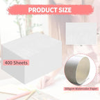 ZAYOUAU 400 Sheets Watercolor Paper Bulk, 5 x 7 inch 300 GSM Cotton White Cold Press Art Painting Paper for Kids, Beginning Academy Artist Loose Drawing Paper Watercolors Sketch Acrylic Painting