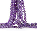 Natural Stone Beads Amethyst Round Genuine Stone Beading Loose Gemstone Hole Size 1mm DIY Charm Smooth Beads for Bracelets Necklaces Earrings 6mm 200pcs (Amethyst 6mm)