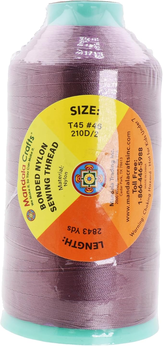 Mandala Crafts Nylon Thread Mauve Heavy Duty - 2843 YDs Size 46 210D T45 Tex 45 for Leather Jeans Weaving Outdoor Marine Upholstery
