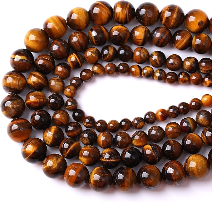 10mm 36pcs Natural Iron Yellow Tiger Eye Stone Beads for Jewelry Making Healing Energy Beads DIY Bracelet Necklace (10mm, Iron Yellow Tiger Eye Stone)