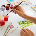 Funto Blank Watercolor Paper Postcards, 100% Cotton, 28 Cards+2 Watercolor Stamps, 4x6, 140lb/300gsm, Acid-Free Heavyweight for Thanks