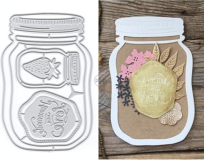 DzIxY Delicious Bottle Strawberry Metal Cutting Dies for Card Making Embossing Paper Die Cuts Sets Album Scrapbooking Templates Stencils Storage Pockets