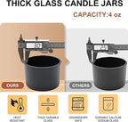 Thick Candle Jars for Making Candles 16 Pcs, 4 OZ Empty Jars with Wood Lids for Candle Making, Sample Container - Dishwasher Safe,Matte Black