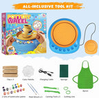 TingingYuli Pottery Wheel for Kids,Complete Pottery Kit and Tools for Beginners,Arts and Crafts Toys for Kids Ages 8-12,Art Supplies Birthday Gifts for Boy Girl Age 6 7 8 9 10 11 12 (Yellow/Blue)