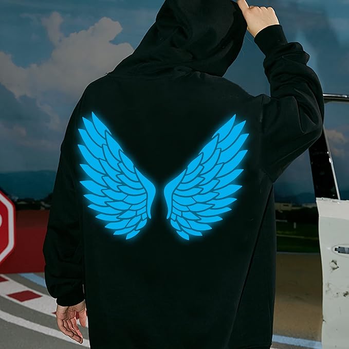 Glow in The Dark HTV Heat Transfer Vinyl Rolls - 12 Inches x 8 Feet HTV Vinyl, Luminous Iron on Vinyl for Silhouette Cameo - Easy to Cut & Weed for Heat Vinyl Design (8Ft, Z2-Glow Blue)