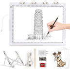 A3 Light Pad with Foldable Stand, UL Certified Adapter, 8000 Lux Super Bright Ultra Thin Pad for Cricut Weeding Vinyl, Artist Drawing Light Box/Board/Table for Tracing, Sketching - White