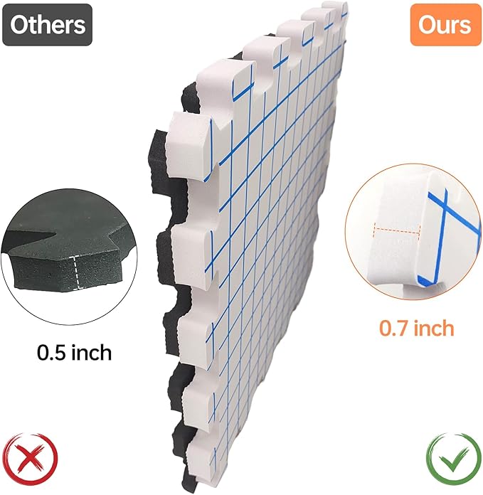 Iswabard Blocking Mats for Knitting & Crochet Projects Crochet Blocking Board 9 Pack, Thickness 0.7 inches,150 T-Pins and 1 Storage Bag, Blocking Board for Crocheting Knitting Blocking Mats and Pins
