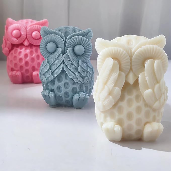 3D Owl Mold Nighthawk Molds Owl Candle - Resin Casting Silicone Molds for Home Decor & Candle Making Wave Spiral Mold