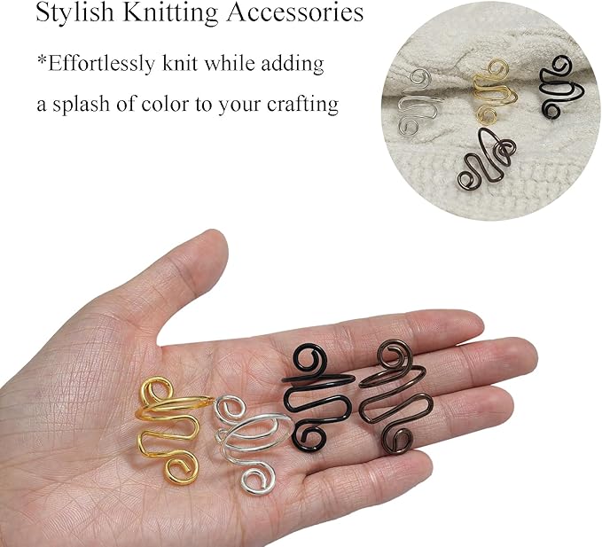4Pcs Crochet Rings for Finger, Crochet Tension Ring for Crocheting Open Adjustable Yarn Guide Crochet Tension Ring Crochet Accessories Knitting Ring for Finger (Multicolor-B), SATONBEYI